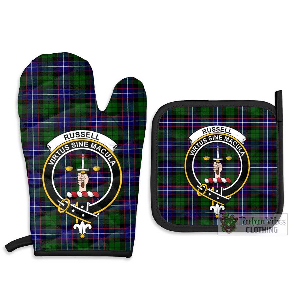 Tartan Vibes Clothing Russell Modern Tartan Combo Oven Mitt & Pot-Holder with Family Crest