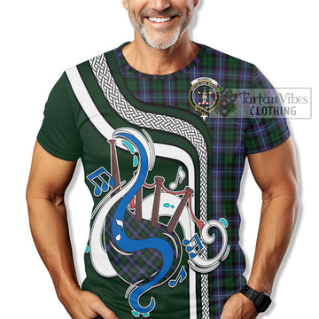 Russell or Mitchell or Hunter or Galbraith Tartan T-Shirt with Epic Bagpipe Style