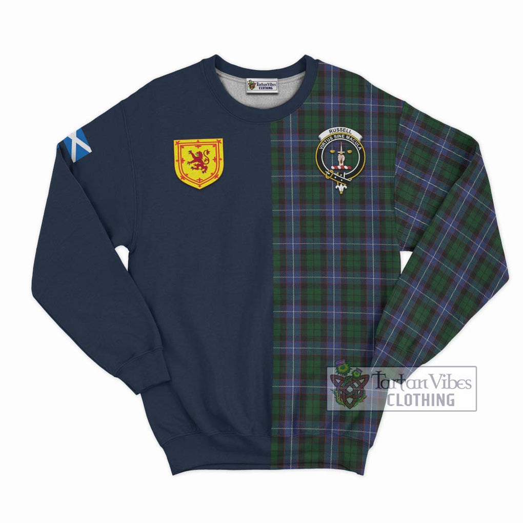 Tartan Vibes Clothing Russell or Mitchell or Hunter or Galbraith Tartan Sweatshirt with Scottish Lion Royal Arm Half Style