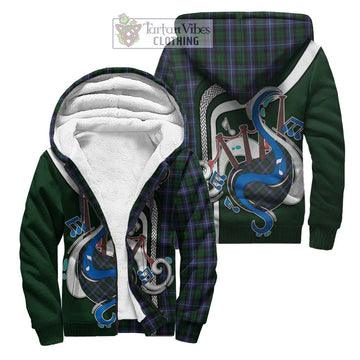 Russell or Mitchell or Hunter or Galbraith Tartan Sherpa Hoodie with Epic Bagpipe Style