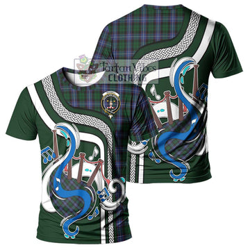 Russell or Mitchell or Hunter or Galbraith Tartan T-Shirt with Epic Bagpipe Style