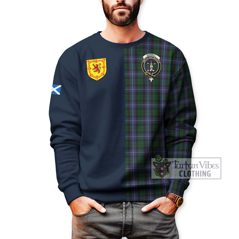 Tartan Vibes Clothing Russell or Mitchell or Hunter or Galbraith Tartan Sweatshirt with Scottish Lion Royal Arm Half Style