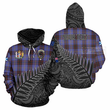 Rutherford Crest Tartan Hoodie with New Zealand Silver Fern Half Style