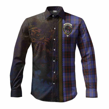 Rutherford Tartan Family Crest Long Sleeve Button Shirt Alba Gu Brath Be Brave Lion Ancient Style Men's Shirt S - Tartan Vibes Clothing