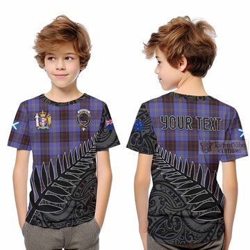 Rutherford Crest Tartan Kid T-Shirt with New Zealand Silver Fern Half Style