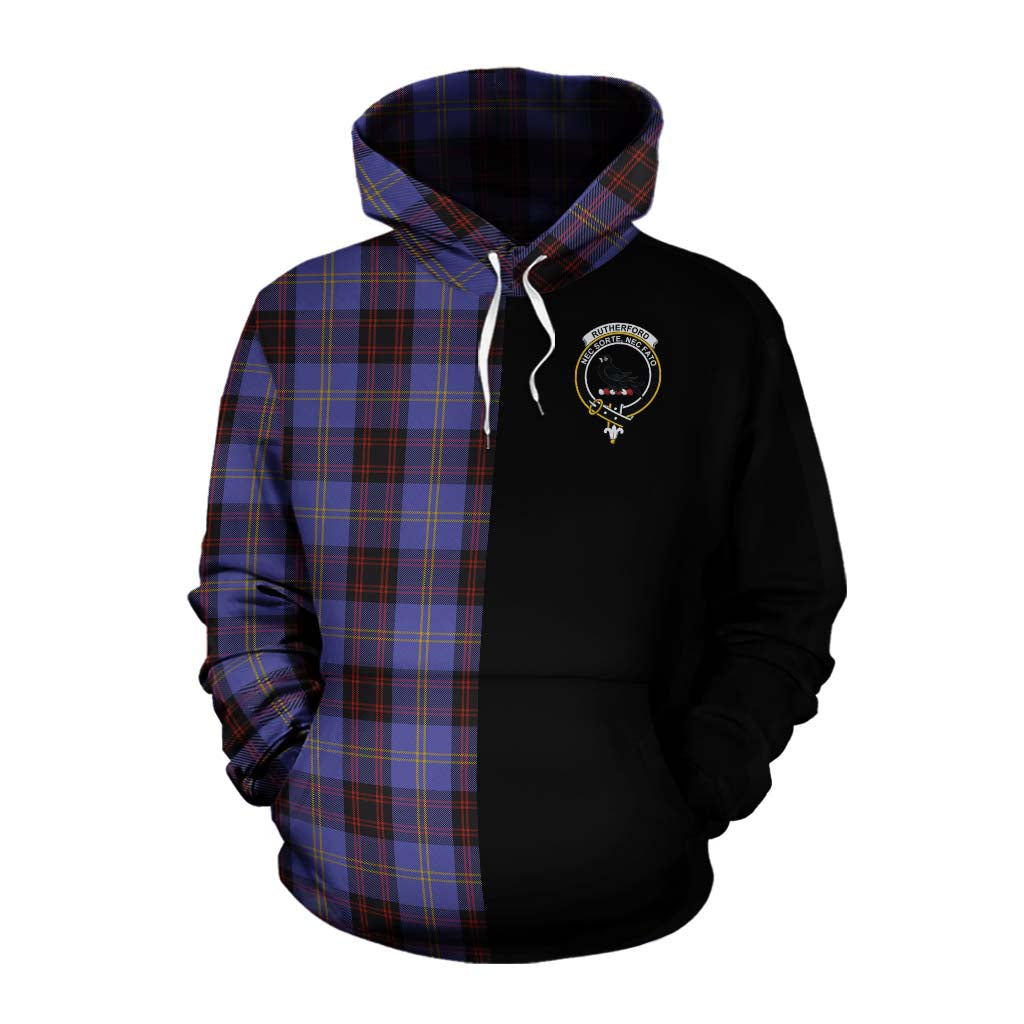 Tartan Vibes Clothing Rutherford Tartan Cotton Hoodie with Family Crest and Half Of Me Style