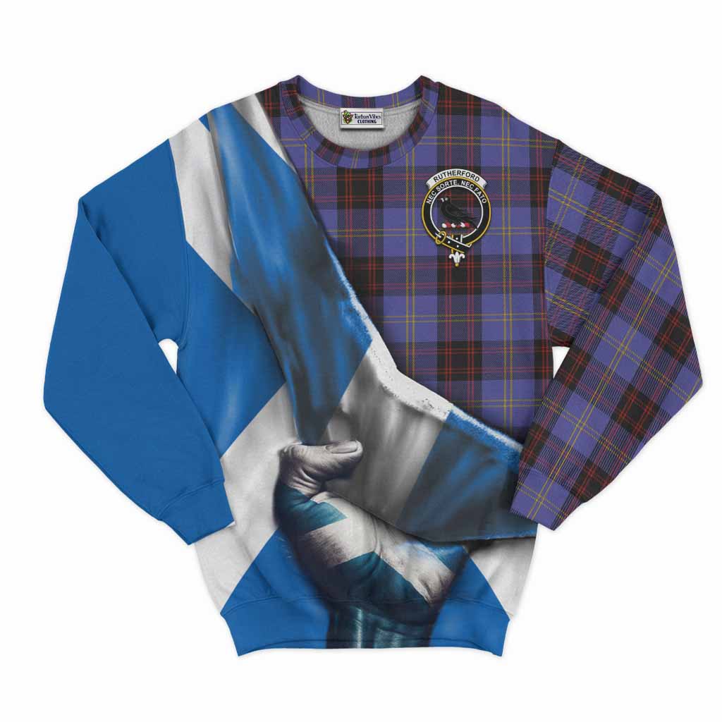 Tartan Vibes Clothing Rutherford Tartan Sweatshirt with Family Crest Scotland Patriotic Style