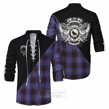 Rutherford Tartan Ghillie Kilt Shirt with Family Crest and Military Logo Style