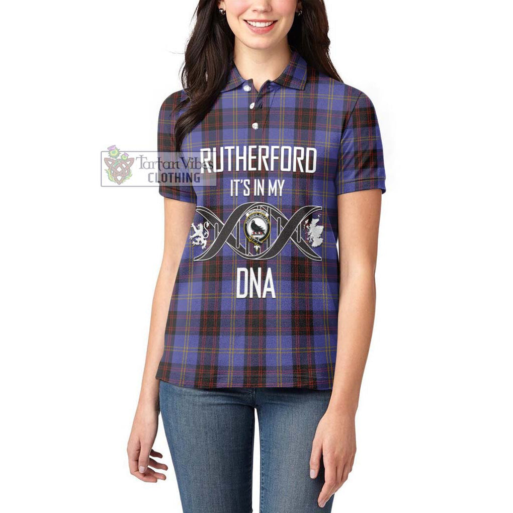 Rutherford Tartan Women's Polo Shirt with Family Crest DNA In Me Style Women - Tartanvibesclothing Shop