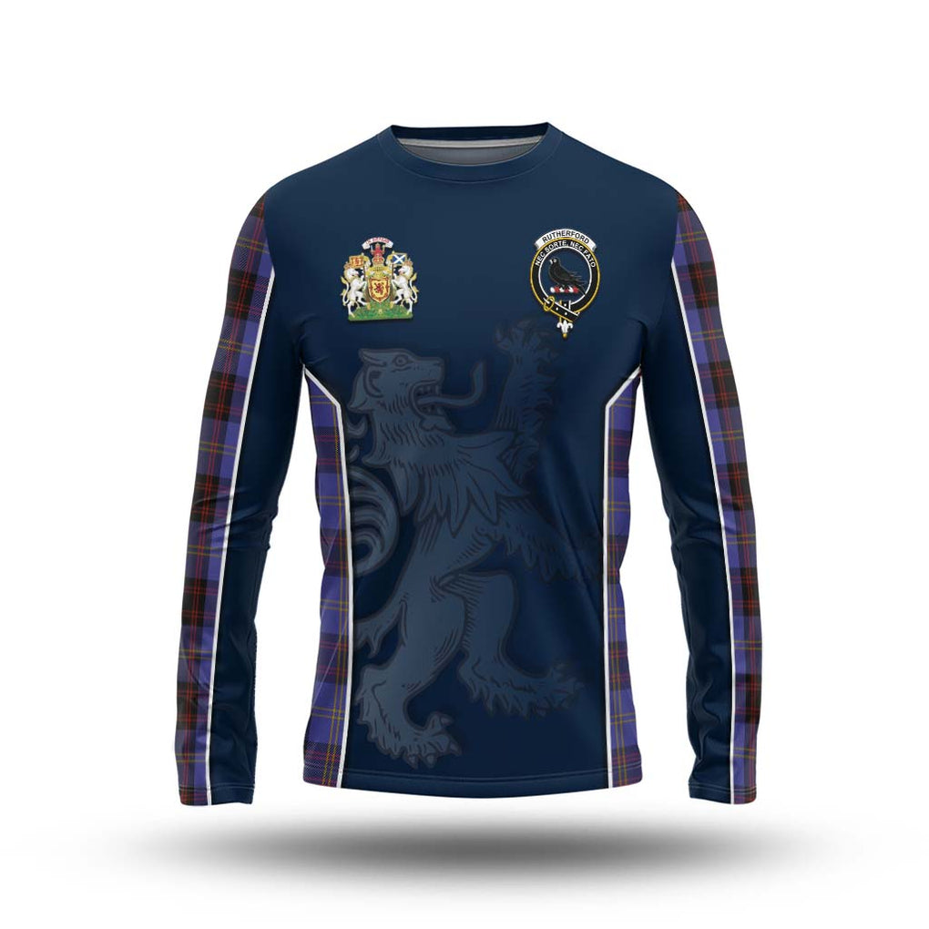 Rutherford Tartan Long Sleeve T-Shirt with Family Crest and Lion Rampant Vibes Sport Style Unisex - Tartan Vibes Clothing