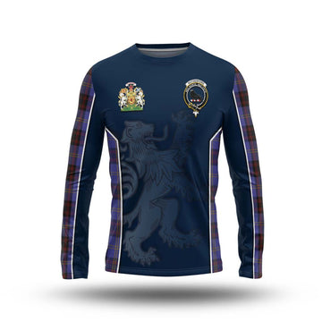 Rutherford Tartan Long Sleeve T-Shirt with Family Crest and Lion Rampant Vibes Sport Style