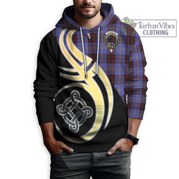 Rutherford Tartan Hoodie with Family Crest and Celtic Symbol Style