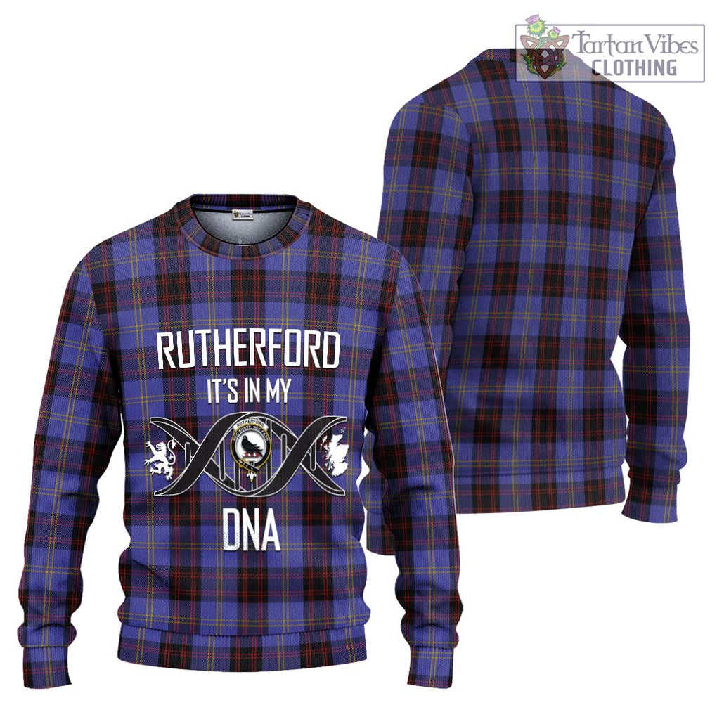 Rutherford Tartan Knitted Sweater with Family Crest DNA In Me Style Unisex - Tartanvibesclothing Shop