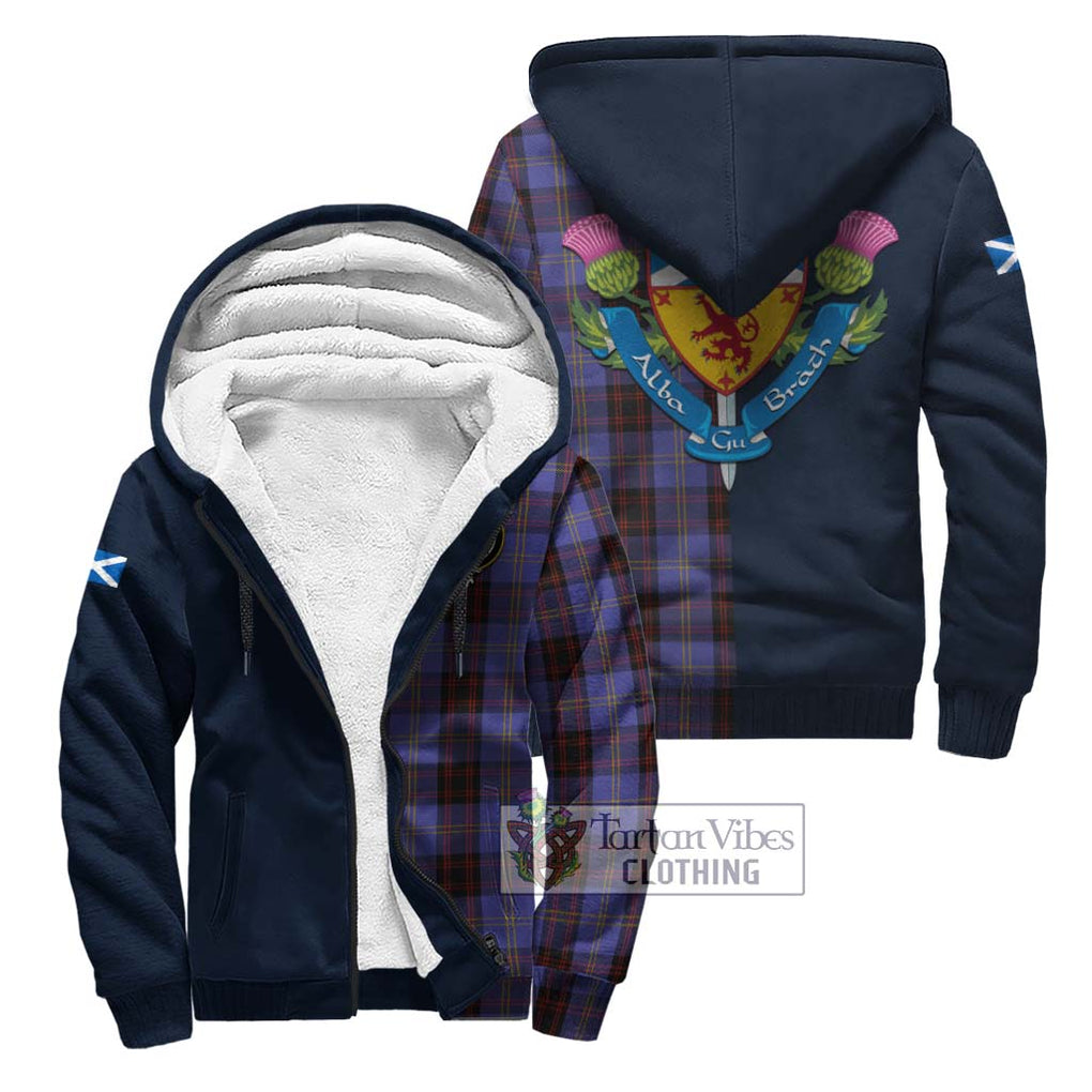 Tartan Vibes Clothing Rutherford Tartan Sherpa Hoodie with Scottish Lion Royal Arm Half Style