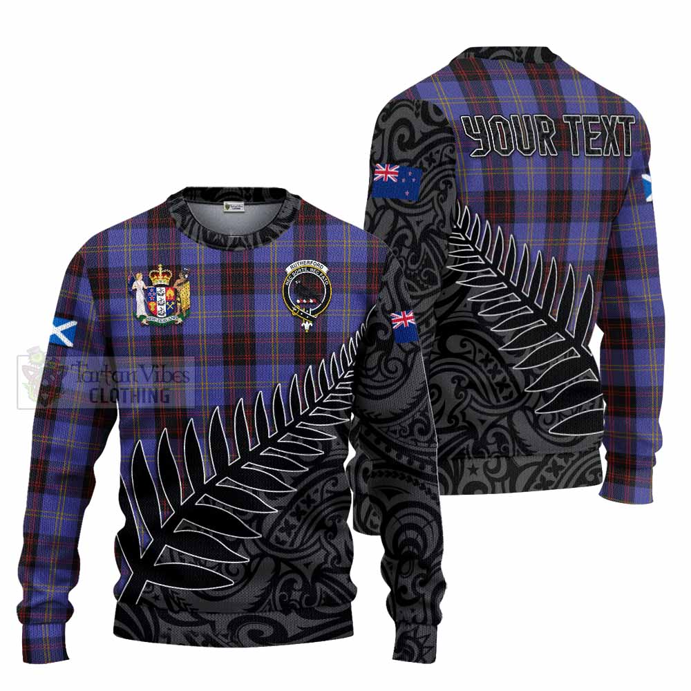 Rutherford Crest Tartan Knitted Sweater with New Zealand Silver Fern Half Style Unisex - Tartan Vibes Clothing