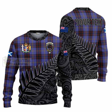 Rutherford Crest Tartan Knitted Sweater with New Zealand Silver Fern Half Style