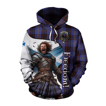 Rutherford Crest Tartan Cotton Hoodie Inspired by the Freedom of Scottish Warrior