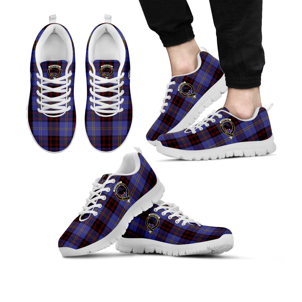 Rutherford Tartan Sneakers with Family Crest Kid's Sneakers - Tartan Vibes Clothing