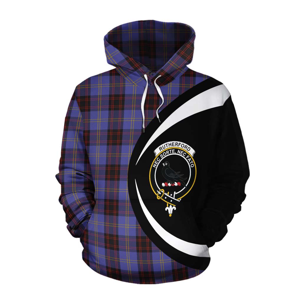 Tartan Vibes Clothing Rutherford Tartan Cotton Hoodie with Family Crest Circle Style