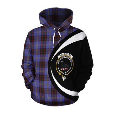 Rutherford Tartan Cotton Hoodie with Family Crest Circle Style