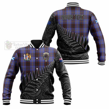 Rutherford Crest Tartan Baseball Jacket with New Zealand Silver Fern Half Style