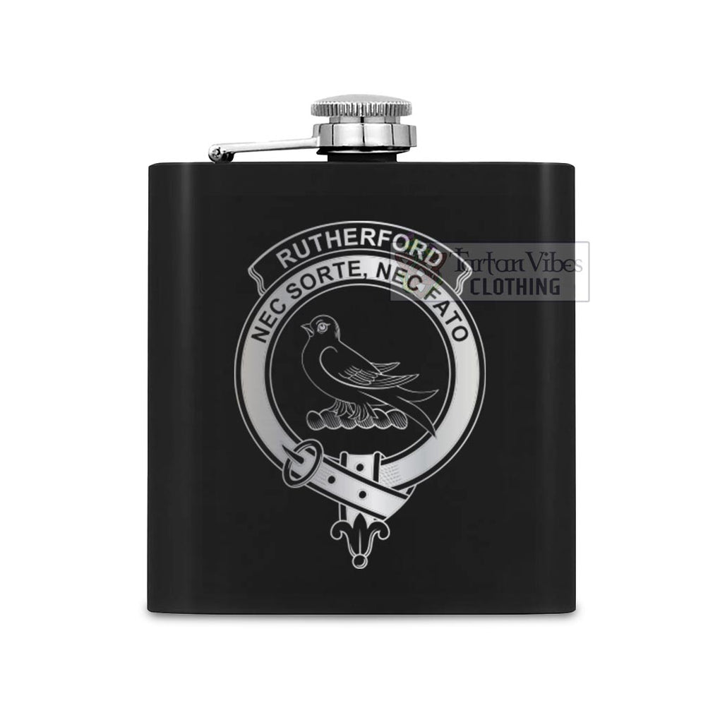 Rutherford Crest Hip Flask Set 7oz Black Stainless Steel with A Gift Box One Size 7oz - 2D-tartanvibesclothing