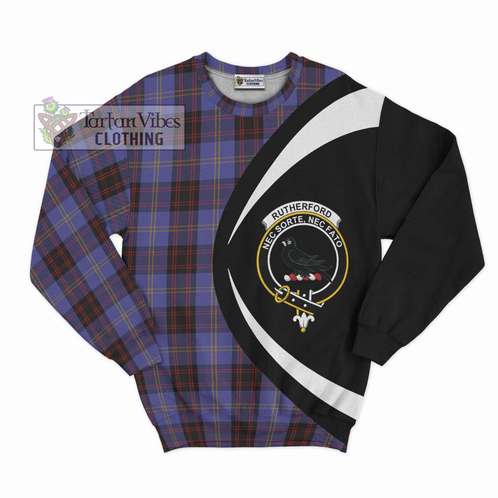 Rutherford Tartan Sweatshirt with Family Crest Circle Style Unisex - Tartan Vibes Clothing