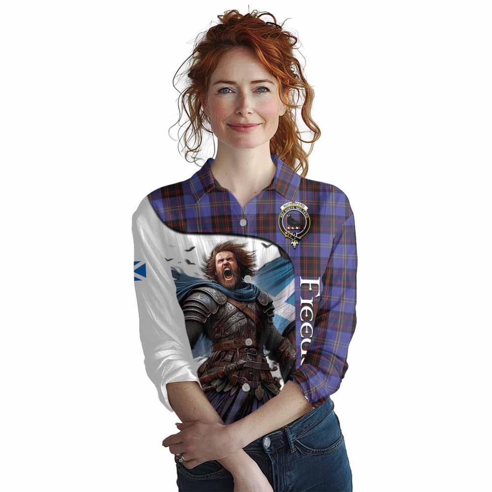 Tartan Vibes Clothing Rutherford Crest Tartan Women's Casual Shirt Inspired by the Freedom of Scottish Warrior