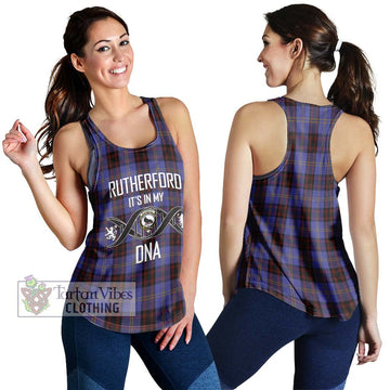 Rutherford Tartan Women's Racerback Tanks with Family Crest DNA In Me Style