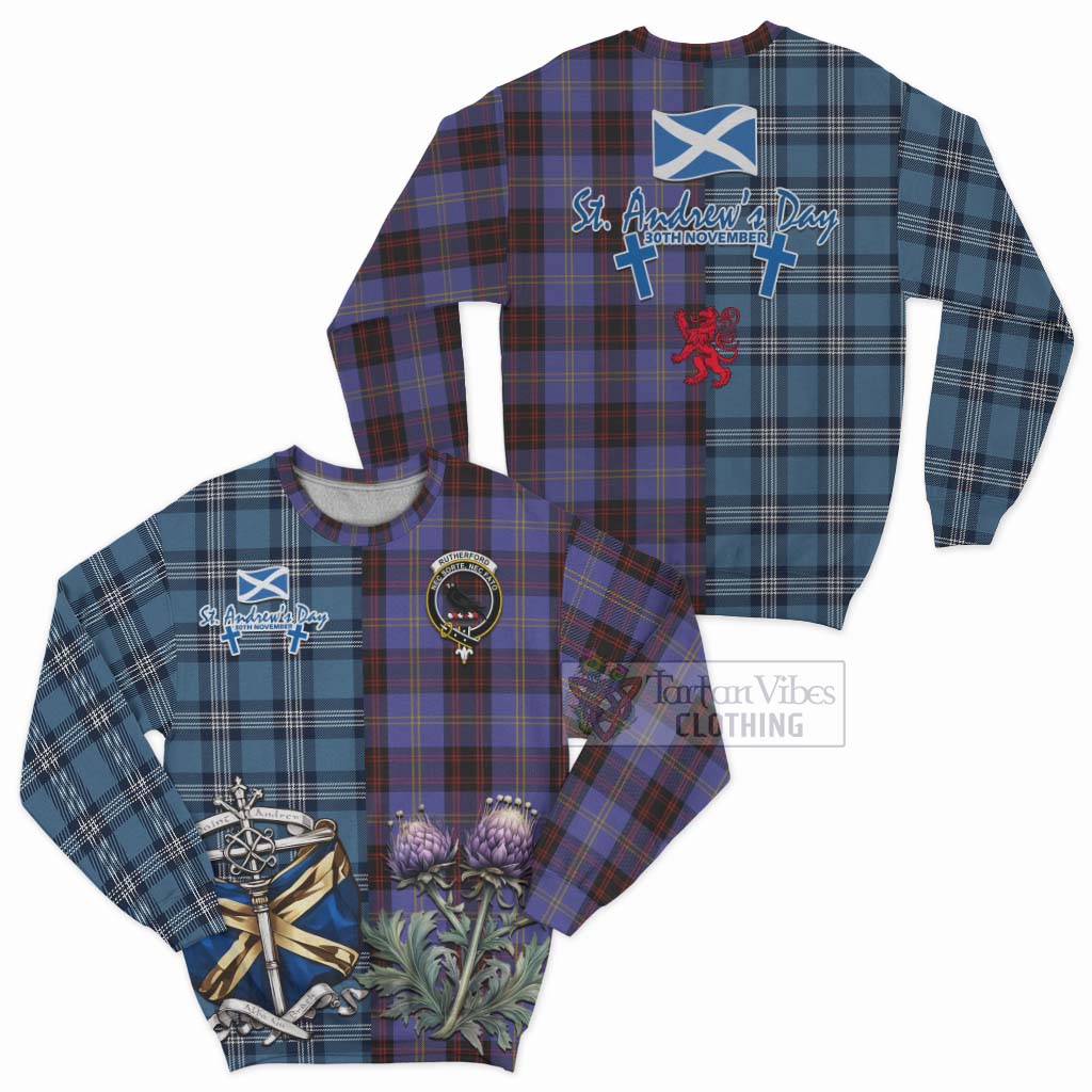 Tartan Vibes Clothing Rutherford Tartan Sweatshirt Happy St. Andrew's Day Half Tartan Style