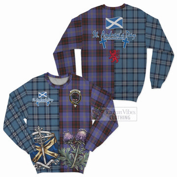 Rutherford Tartan Sweatshirt Happy St. Andrew's Day Half Tartan Style