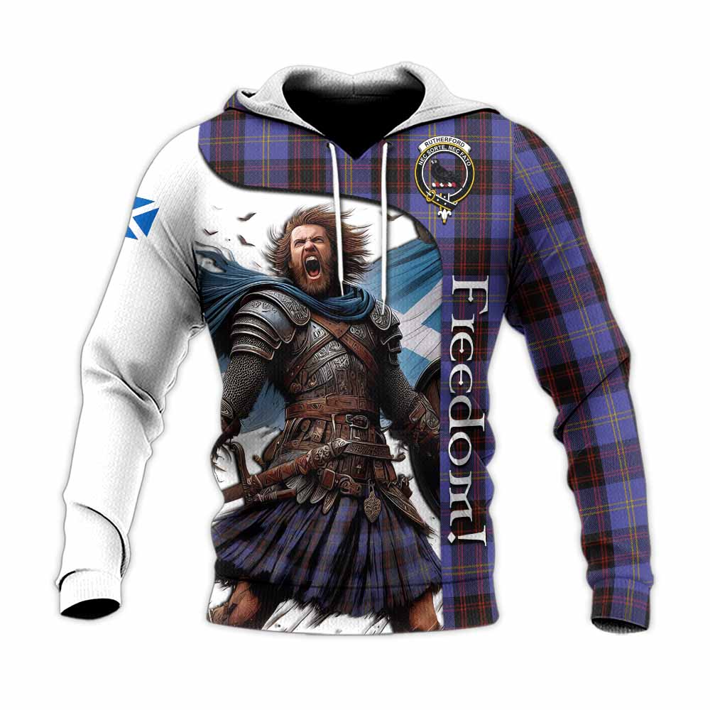 Tartan Vibes Clothing Rutherford Crest Tartan Knitted Hoodie Inspired by the Freedom of Scottish Warrior