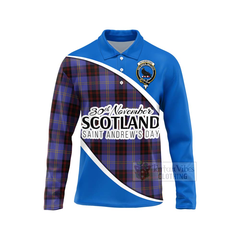 Tartan Vibes Clothing Rutherford Family Crest Tartan Long Sleeve Polo Shirt Celebrate Saint Andrew's Day in Style