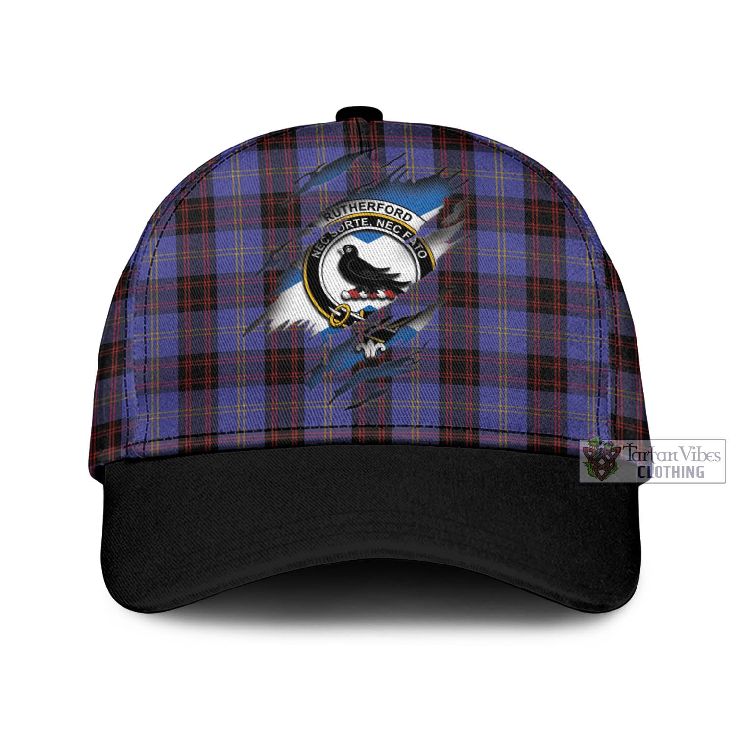 Tartan Vibes Clothing Rutherford Tartan Classic Cap with Family Crest In Me Style