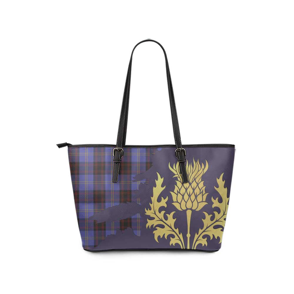 Rutherford Tartan Leather Tote Bag Gold Thistle Style - Tartan Vibes Clothing