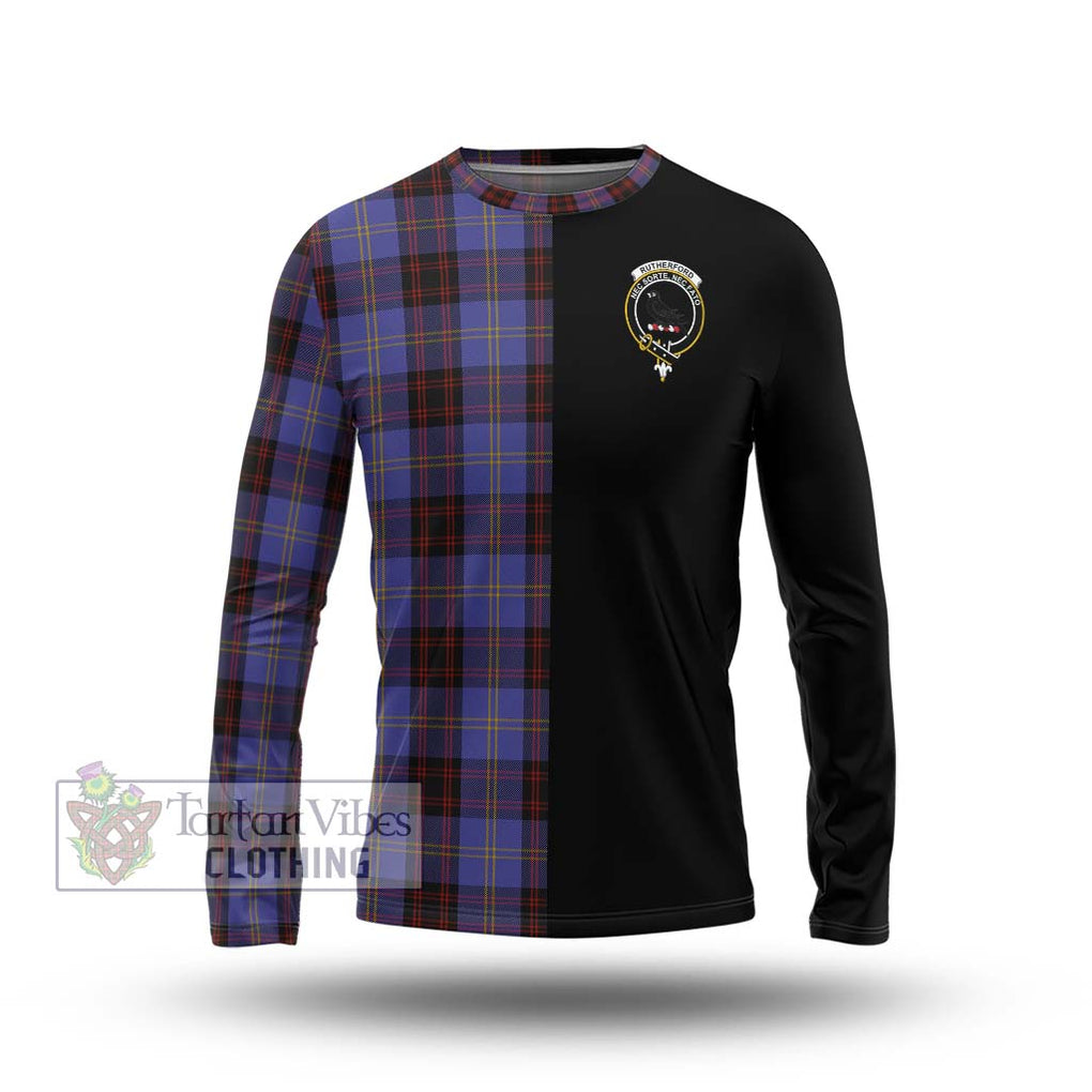 Rutherford Tartan Long Sleeve T-Shirt with Family Crest and Half Of Me Style Unisex - Tartanvibesclothing Shop