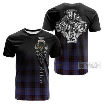 Rutherford Tartan Cotton T-shirt Featuring Alba Gu Brath Family Crest Celtic Inspired