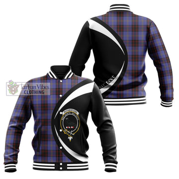 Rutherford Tartan Baseball Jacket with Family Crest Circle Style