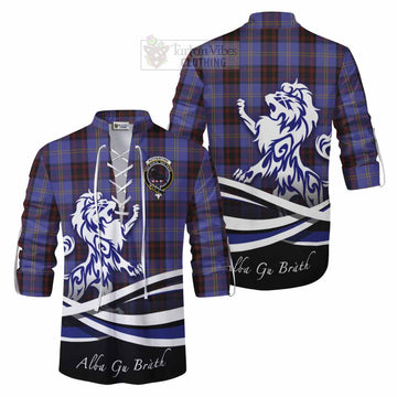 Rutherford Tartan Ghillie Kilt Shirt with Alba Gu Brath Regal Lion Emblem