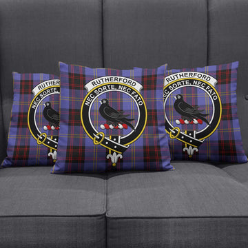 Rutherford Tartan Pillow Cover with Family Crest