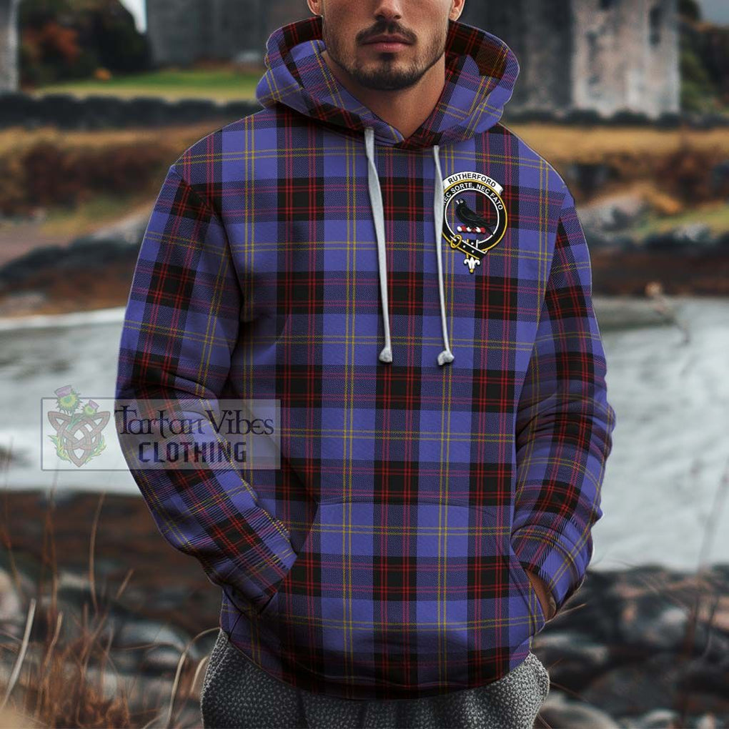 Rutherford Tartan Cotton Hoodie with Family Crest Pullover Hoodie XS - Tartan Vibes Clothing