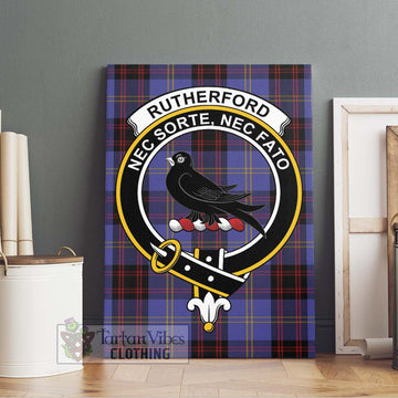 Rutherford Tartan Canvas Print Wall Art with Family Crest