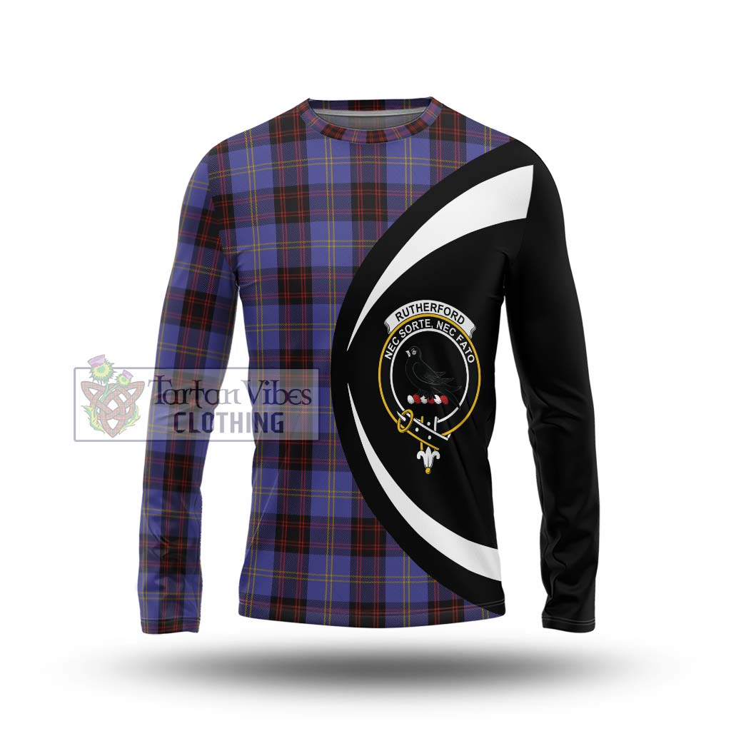 Rutherford Tartan Long Sleeve T-Shirt with Family Crest Circle Style Unisex - Tartan Vibes Clothing