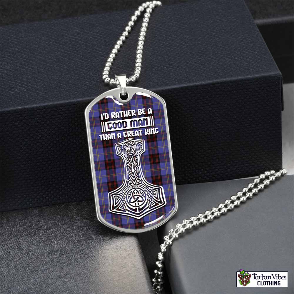 Tartan Vibes Clothing Rutherford Tartan Dog Tag Necklace Viking Mjolnir Style