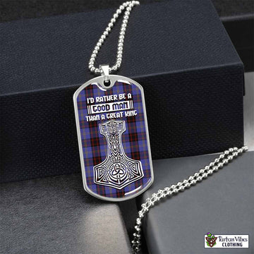 Rutherford Tartan Dog Tag Necklace Viking Mjolnir Style