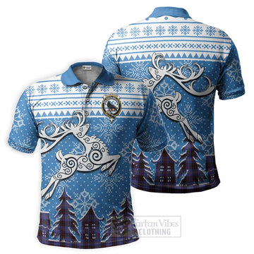 Rutherford Clan Christmas Polo Shirt Celtic Reindeer Style