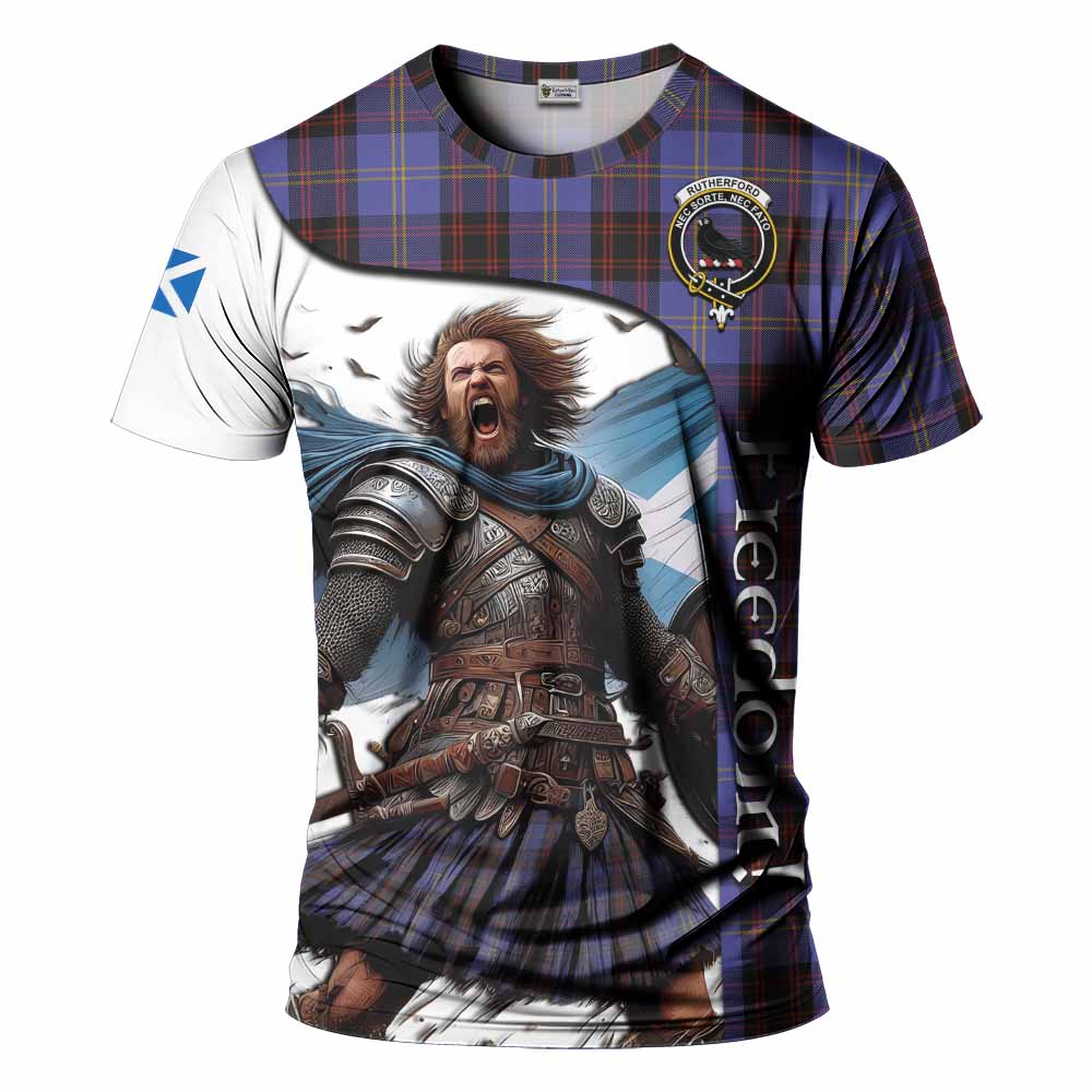 Rutherford Crest Tartan T-Shirt Inspired by the Freedom of Scottish Warrior