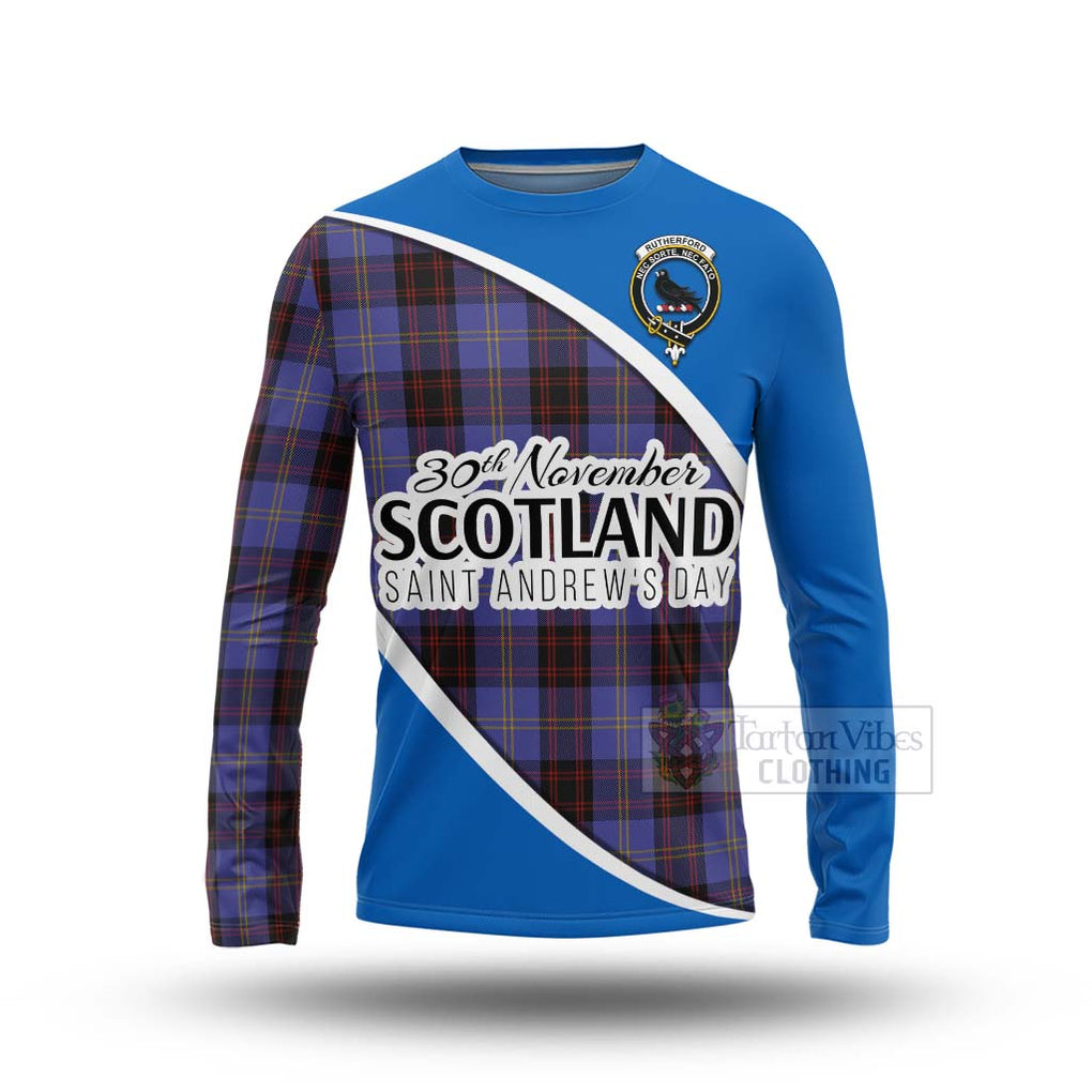 Tartan Vibes Clothing Rutherford Family Crest Tartan Long Sleeve T-Shirt Celebrate Saint Andrew's Day in Style