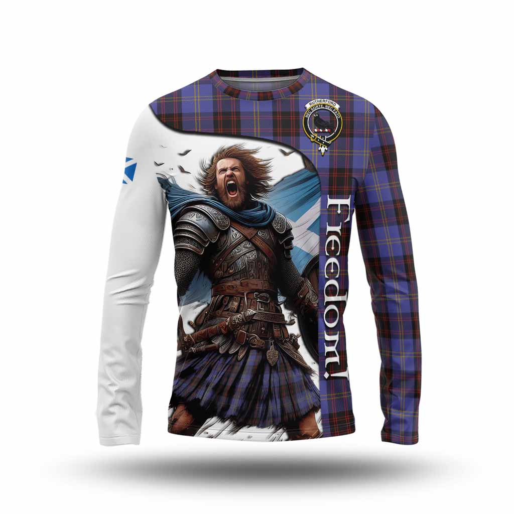 Tartan Vibes Clothing Rutherford Crest Tartan Long Sleeve T-Shirt Inspired by the Freedom of Scottish Warrior