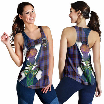 Rutherford Tartan Family Crest Women's Racerback Tanks Scottish Thistle Celtic Inspired 4XL - Tartan Vibes Clothing